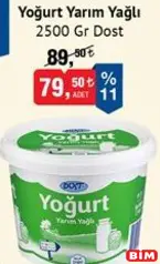 DOST YOĞURT YARIM YAĞLI 2500 GR